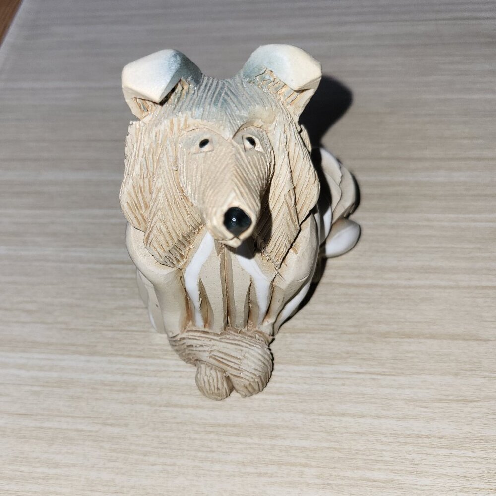 Vintage Artesania Rinconada Collie Dog figurine Handmade Uruguay Ceramic 3" tall